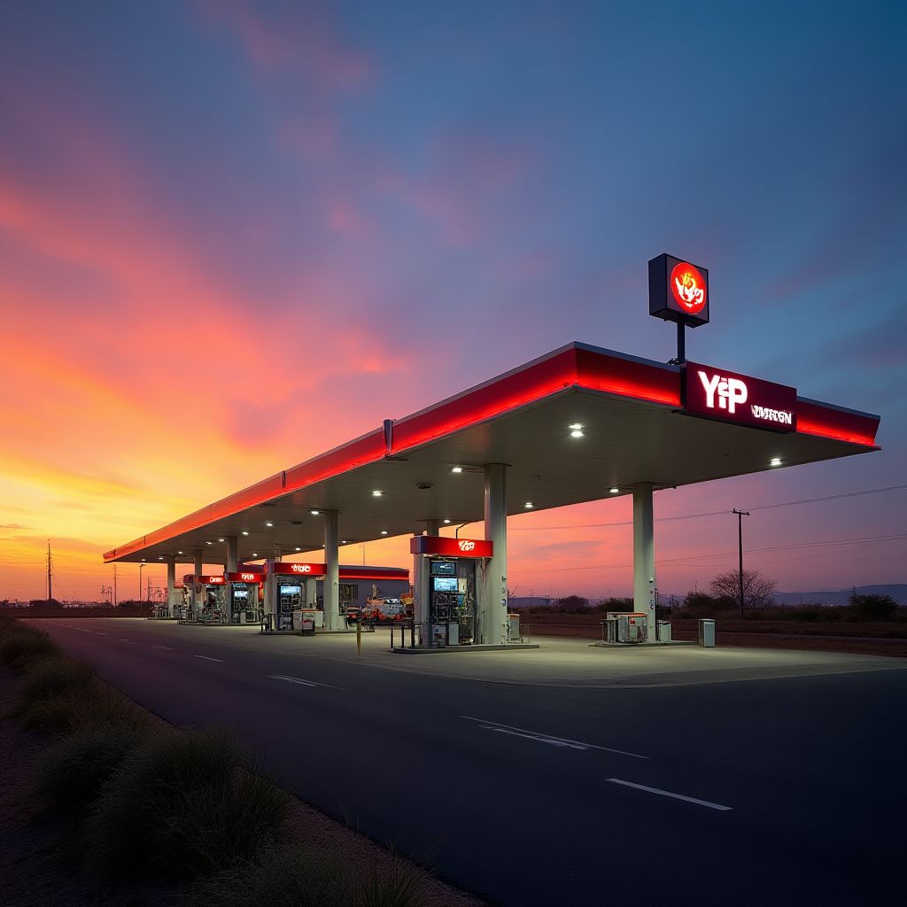Estación de servicio YPF moderna en la ruta