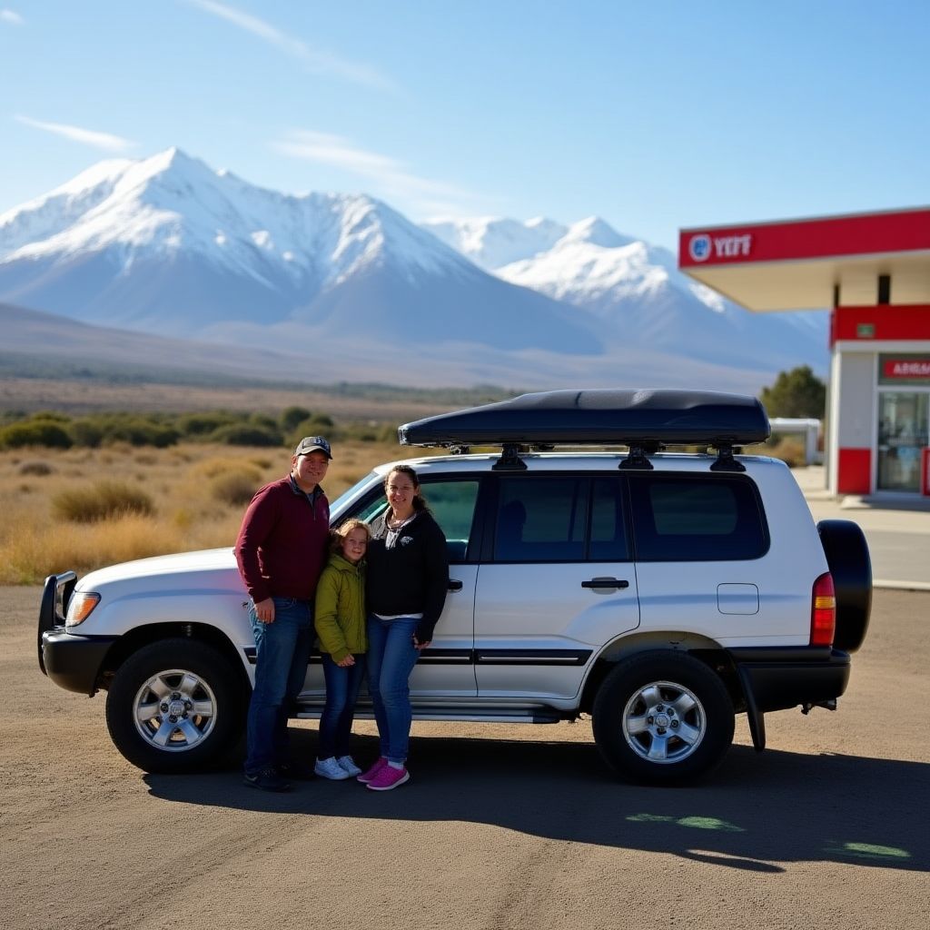 Familia viajando por Argentina
